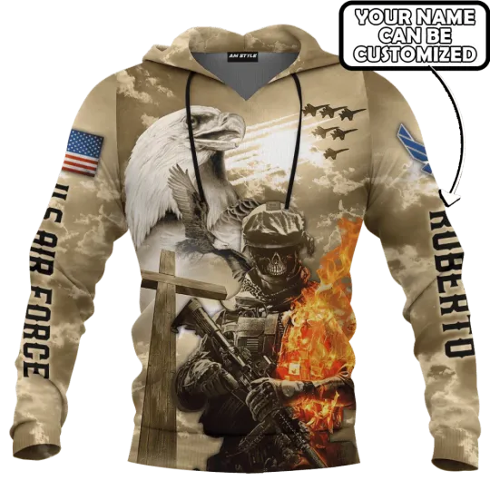 Jesus Father And Child U.S Air Force Jesus Family Faith Customized 3D Hoodie