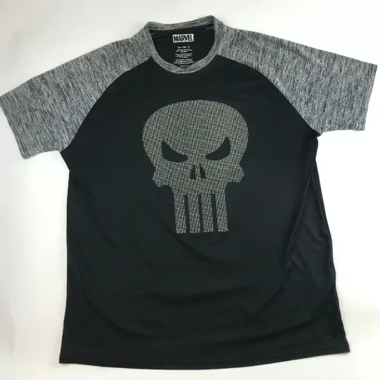 Marvel Punisher Black Short Sleeve 2XL TShirt with a 3D Cones Skull