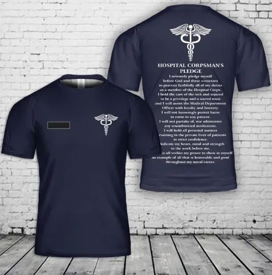 Custom Name US Navy Hospital Corpsman AOP 3D T-Shirt