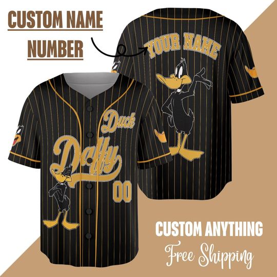 Personalized Daffy Duck Baseball Jersey, Custom Daffy Duck Jersey, Daffy Duck Shirt, Disney Donald Duck Disney Trip Shirt, Disneyland Shirt