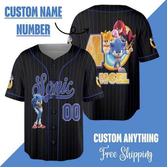 Personalized Birthday Sonic Shirt, Sonic Jersey, Sonic Toddler, Sonic Birthday Party Shirt, Sonic Shadow The Hedgehog Kids Birthday Jersey