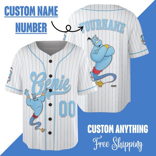 Personalized Disney Aladdin Genie Jersey, Disney Baseball Jersey Sports Team, Disneyland Family, Disneyworld Genie Shirt,Magic Kingdom Shirt