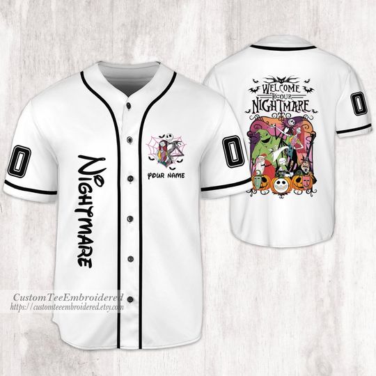 Personalized Disney Nightmare Baseball Jersey, Skellington Sally Jersey, Halloween Jersey  Kid Youth Adult Baseball Team