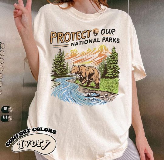 SMOBEAR Protect Our National Parks Retro Unisex T-Shirt, Environmental Activism Tee