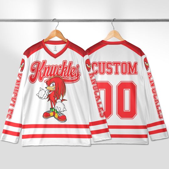 Personalized Knuckles Hockey Jersey, Custom Disney Knuckles The Hedgehog Hockey, Disney Hockey Fan Lover Gift, The Hedgehog Hockey Jersey