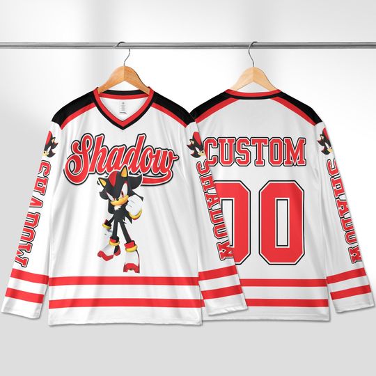 Personalized Shadow Hockey Jersey, Custom Disney Shadow The Hedgehog Hockey, Disney Hockey Fan Lover Gift, The Hedgehog Hockey Jersey