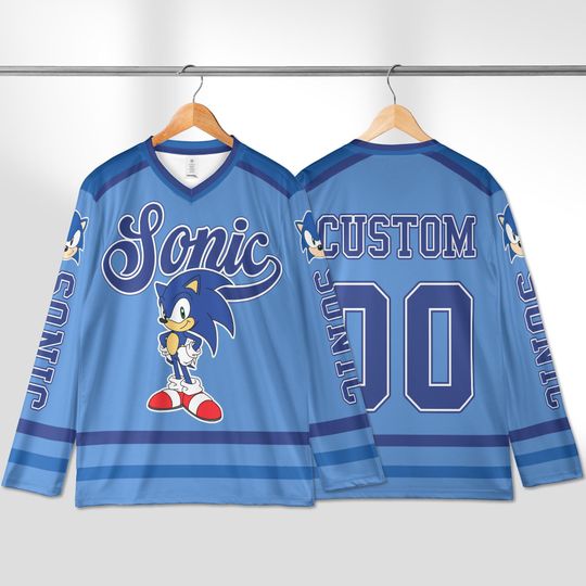 Personalized Sonic Hockey Jersey, Custom Disney Sonic The Hedgehog Hockey, Disney Hockey Fan Lover Gift, The Hedgehog Hockey Jersey
