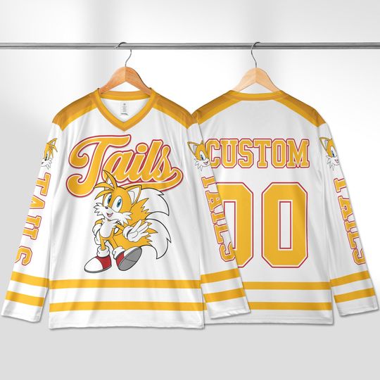 Personalized Tails Hockey Jersey, Custom Disney The Hedgehog Tails Hockey, Disney Hockey Fan Lover Gift, The Hedgehog Hockey Jersey