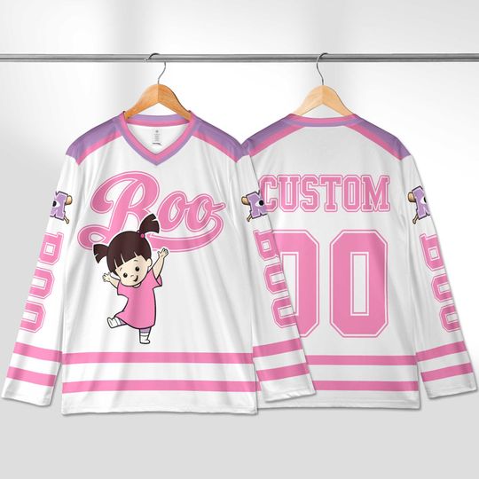 Custom Boo Hockey Jersey, Custom Disney Monsters Inc Boo Hockey, Disney Hockey Fan Lover Gift, Disneyland Hockey Jersey