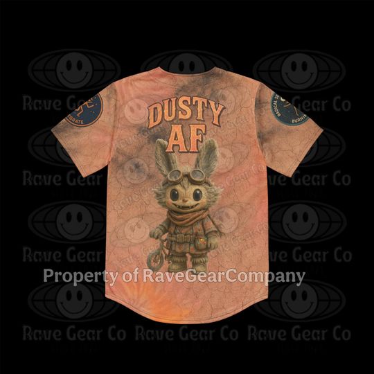 Burning Man Baseball Jersey  Dusty AF Playa Wear, Camp Trash Certified Shirt, Festival Outfit, Desert Rave Costume, Canteen Club Gear