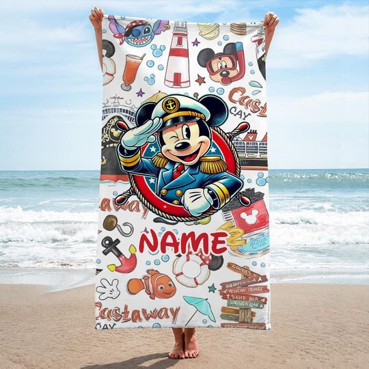 Personalized Mickey Disney Cruise Beach Towel, Disney Family Cruise Trip Bath Towel, Mickey Pool Towel, Kids Beach Towel, Summer Vacation