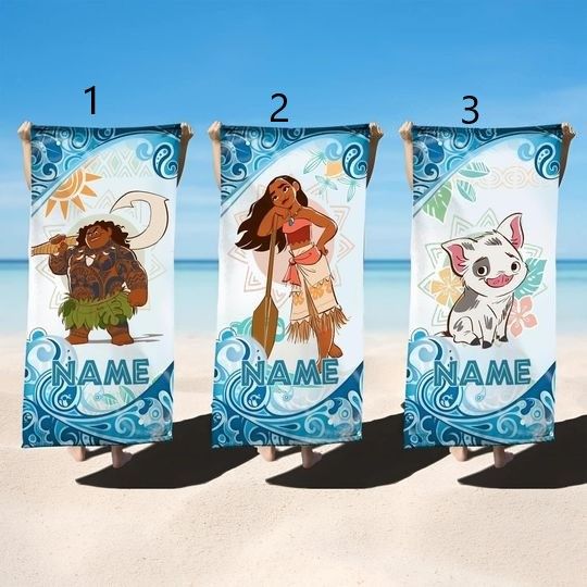 Customized Disney Moana Movie Beach Towel, Moana Pua Maui Bath Towel, Moana Characters Tropical Towel, Summer Towel, Disney Beach Towel,