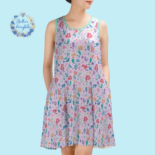 Little Mermaid Disney Sleeveless Tank Dress for Women - Summer Cruise Outfit