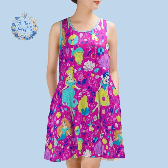 Snow White Cinde Princess Dress, Sleeveless Tank Dress, Summer Cruise Outfit, Disney Theme Park Apparel