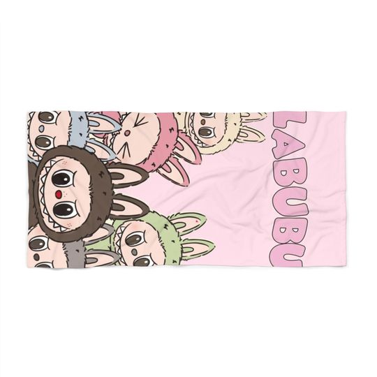 Labubu Beach Towel for Kids, Fun Summer Pool Accessory, Watercolor Art Design