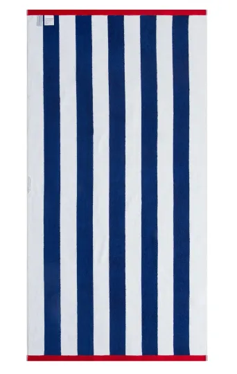 Better Homes & Gardens Cabana Stripe Oversized Beach Towel, 72"x38",Blue and Red