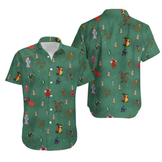 Robin Hood Disney Hawaiian Shirt and Shorts Set, Disney Robin Hood Hawaii Shirt, Cartoon Summer Vacation Matching Outfit