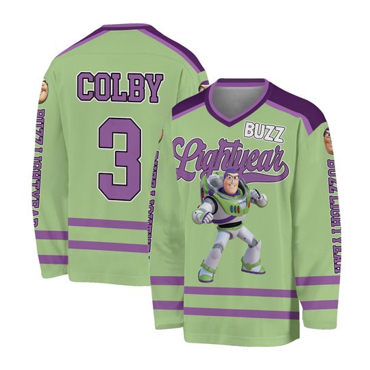 Personalized Toy Story Buzz Lightyear Hockey Jersey, Custom Toy Story Buzz Lightyear Hockey Jersey, Toy Story Hockey Fan Lover Gift