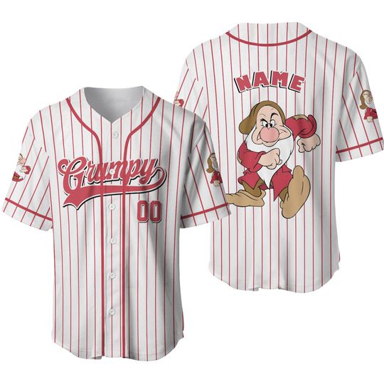 Discover Snow White Grumpy Baseball Jersey, Grumpy Matching Family Jersey, Personalized Snow White Character Jersey, Snow White Movie Jersey