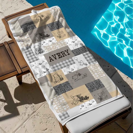 Vintage Winnie The Pooh & Friends Beach Towel, Disney Bath Towel, Pool Towel, Disneyland Gift For Kid, Kids Beach Towel, Summer Vacation