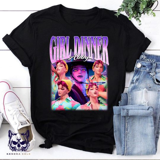 Discover Abby Girl Dinner Shirt Kpop Demon Hunters Parody Tee for Anime Fans