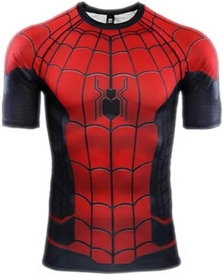 Men's T-shirts Spider Superhero Compression Tights Short Sleeve Tops Tee Gym