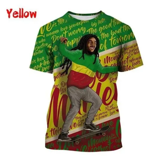Unisex Bob Marley Legend Reggae Rasta 3D Printed T-Shirt Summer Casual Clothes