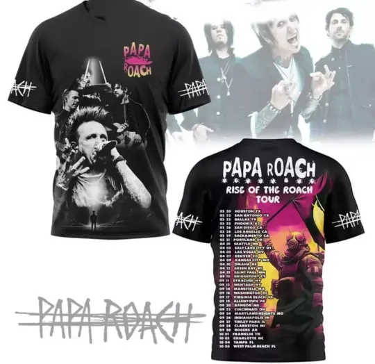 Papa Roach Rise Of The Roach 2025 Tour AOP 3D T-shirt