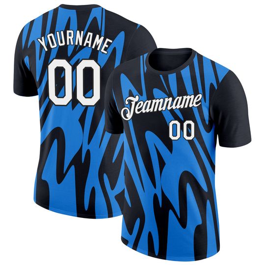 Custom Black Vegas Gold-US Navy Blue 3D Esports Performance T-Shirt