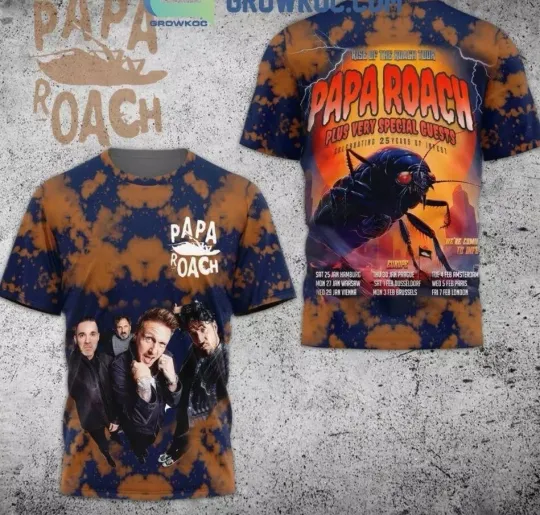 Papa Roach Rise Up The Roach Tour 2025 T-Shirt 3D