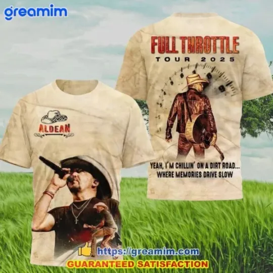 3D Unisex Jason Aldean Full Throttle Tour 2025 T-Shirt S-6XL Multicolor
