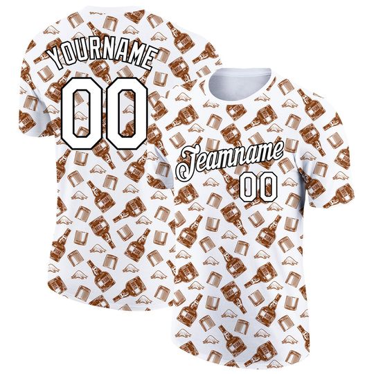 Discover Custom White Black 3D Pattern Design Rum Performance T-Shirt