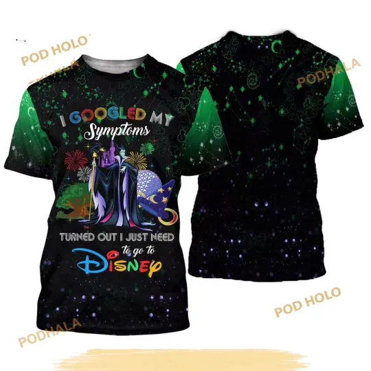 Maleficent Quotes Green Black Pattern Disney Cartoon Outfits Unisex Casual 3D Sh