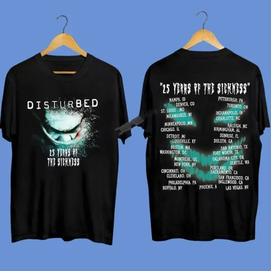 Disturbed Tthe Sickness 25th Anniversary Tour 2025 Shirt Fans Gift
