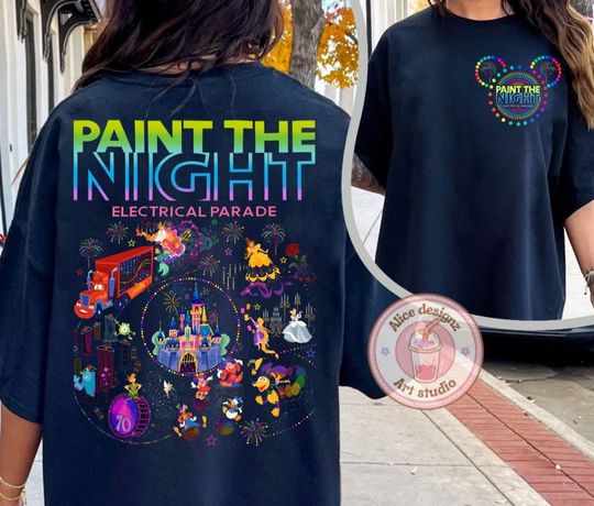 Paint the Night 70th Anniversary T-Shirt, Electrical Parade Mickey & Friends Family Vacation Tee