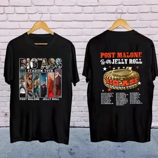 POST MALONE T-Shirt, The Big Ass Stadium Tour 2025 Shirt, Rapper Jelly Roll Tee