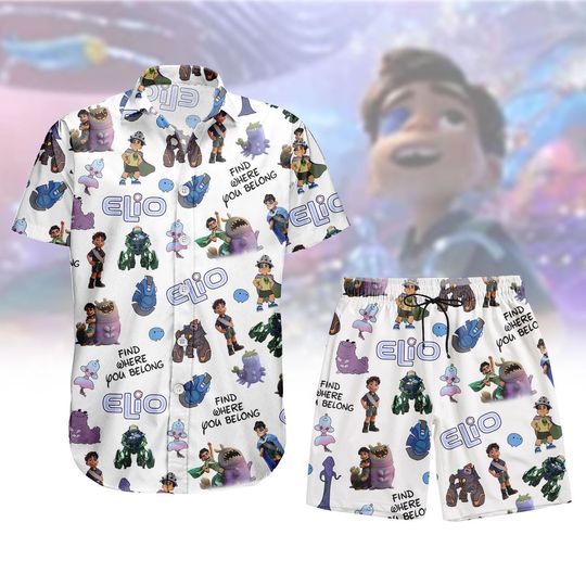 Elio 2025 Shirt and Shorts Set, Pixar Cartoon Button Down Shirt For Men Women, Hawaiian Summer Outfit, Disney Trip Matching Clothes