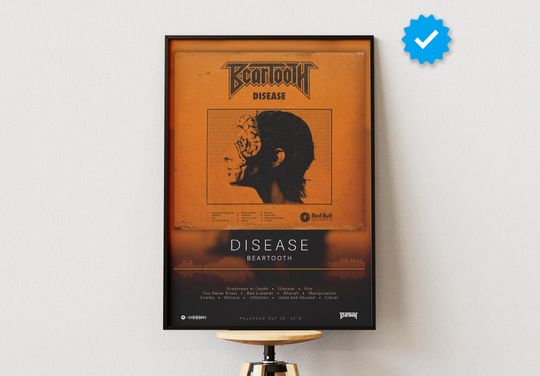 Beartooth Poster | Disease Poster | Album Poster Prints | Wall Decor Posters | Album Cover | Rock Music Poster