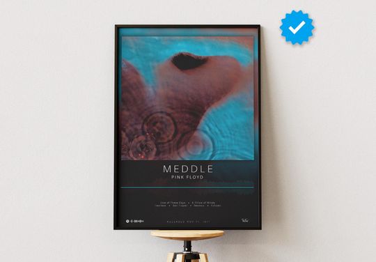 Pink Floyd Poster | Meddle Poster | Album Poster Prints | Wall Decor Posters | Album Cover | Rock Music Poster
