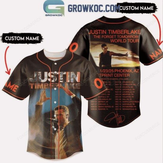 Justin Timberlake 2025 World Tour Baseball Jersey  Personalized Forget Tomorrow Shirt