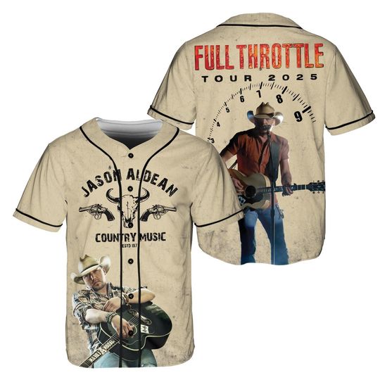 Full Throttle Tour 2025 Baseball Jersey, Jason Aldean Concert 2025, Country Rock Fan Jersey, Jason Aldean Merch, Country Music
