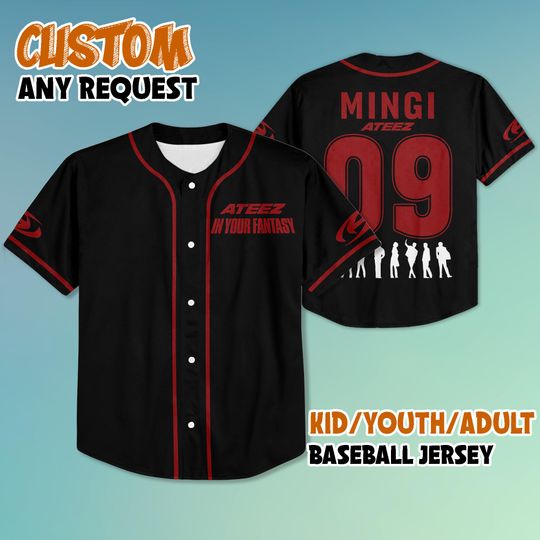 Mingi Ateez 2025 World Tour in Your Fantasy Baseball Jersey, Ateez Kpop Baseball Jersey, Ateez World Tour Jersey Shirt