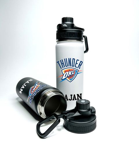 OKC Thunder Personalized Name Custom American Pro Basketball Name Stainless Steel Water Bottles Sports Lid
