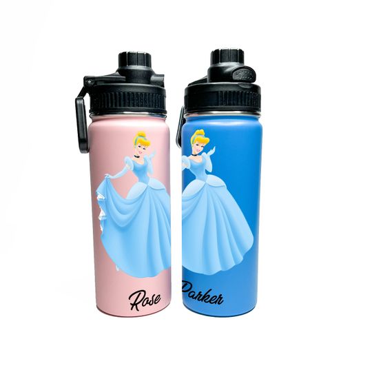 Cinde Personalized Stainless Steel Water Bottles Sports Lid, Custom Princess Girl Gift