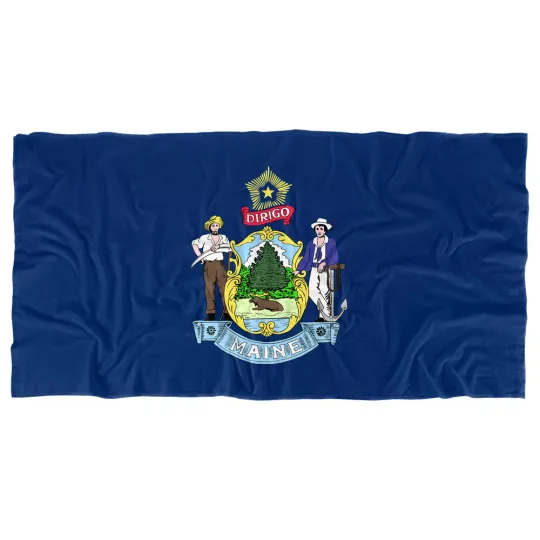 Discover Maine Flag Beach Towel, 30"x60" Beach Towel
