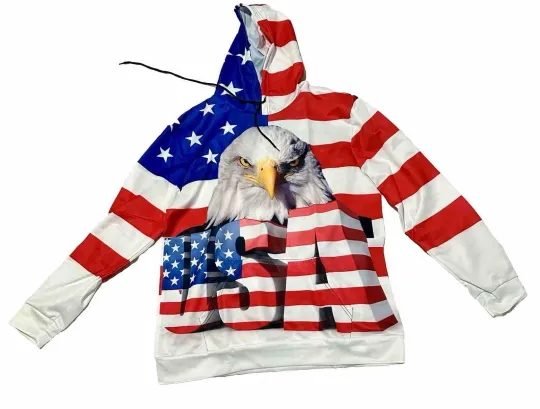 4th of July Red White Blue USA Eagle 3d Print Hoodies For Men, Graphic Hoodie