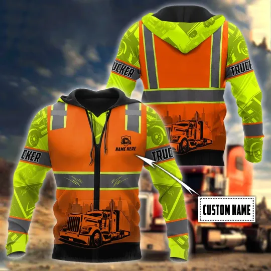 Persionalized Hoodie Trucker Safety 3D HOODIE US SIZE ALL OVER PRINT BEST PRICE