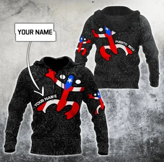 Custom Name Taino Tattoo Puerto Rico 3D HOODIE ALL OVER PRINT BEST PRICE