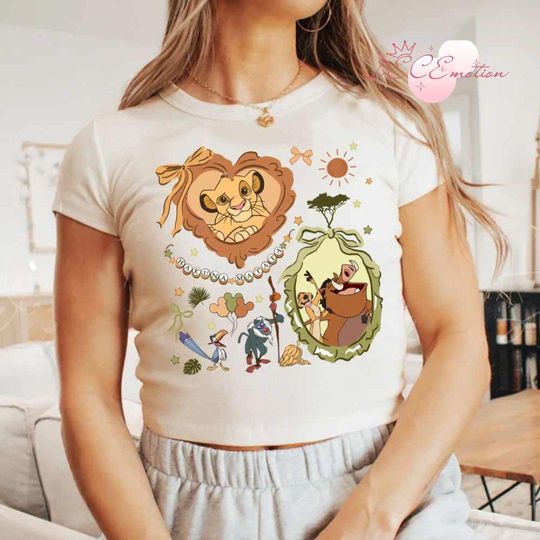 Coquette Bow Hakuna Matata Disney The Lion King Baby Tee, Mufasa Simba Timon Pumbaa Disney Girl Trip Shirt, Girly Aesthetic Trip