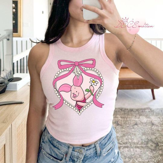 All Characters Coquette Bow Heart Locket Disney Crop Tank, Disney Princess, Girly aesthetic Disney Girl Trip, Gift for Her